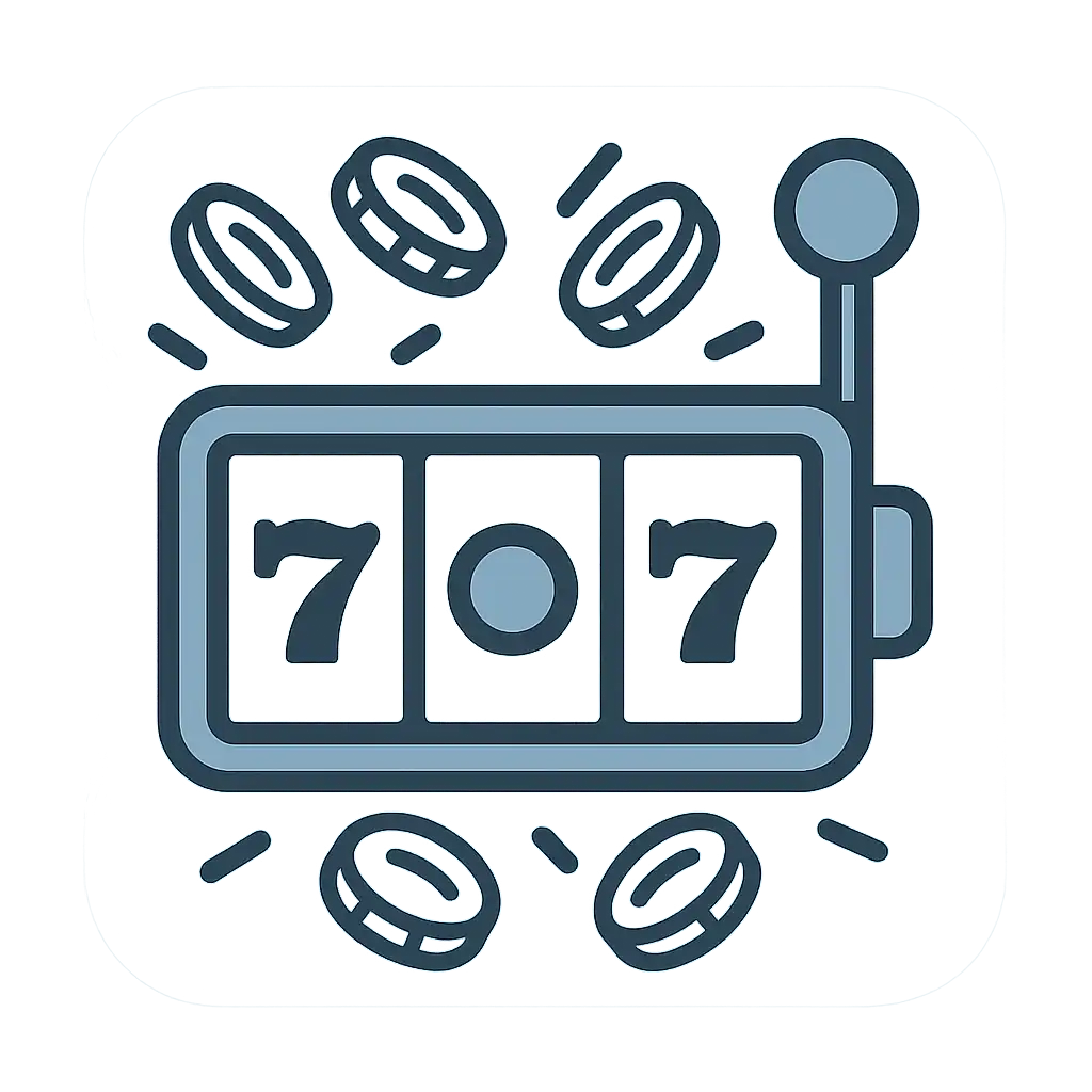 Illustration of slot reels spinning with coins flying out
